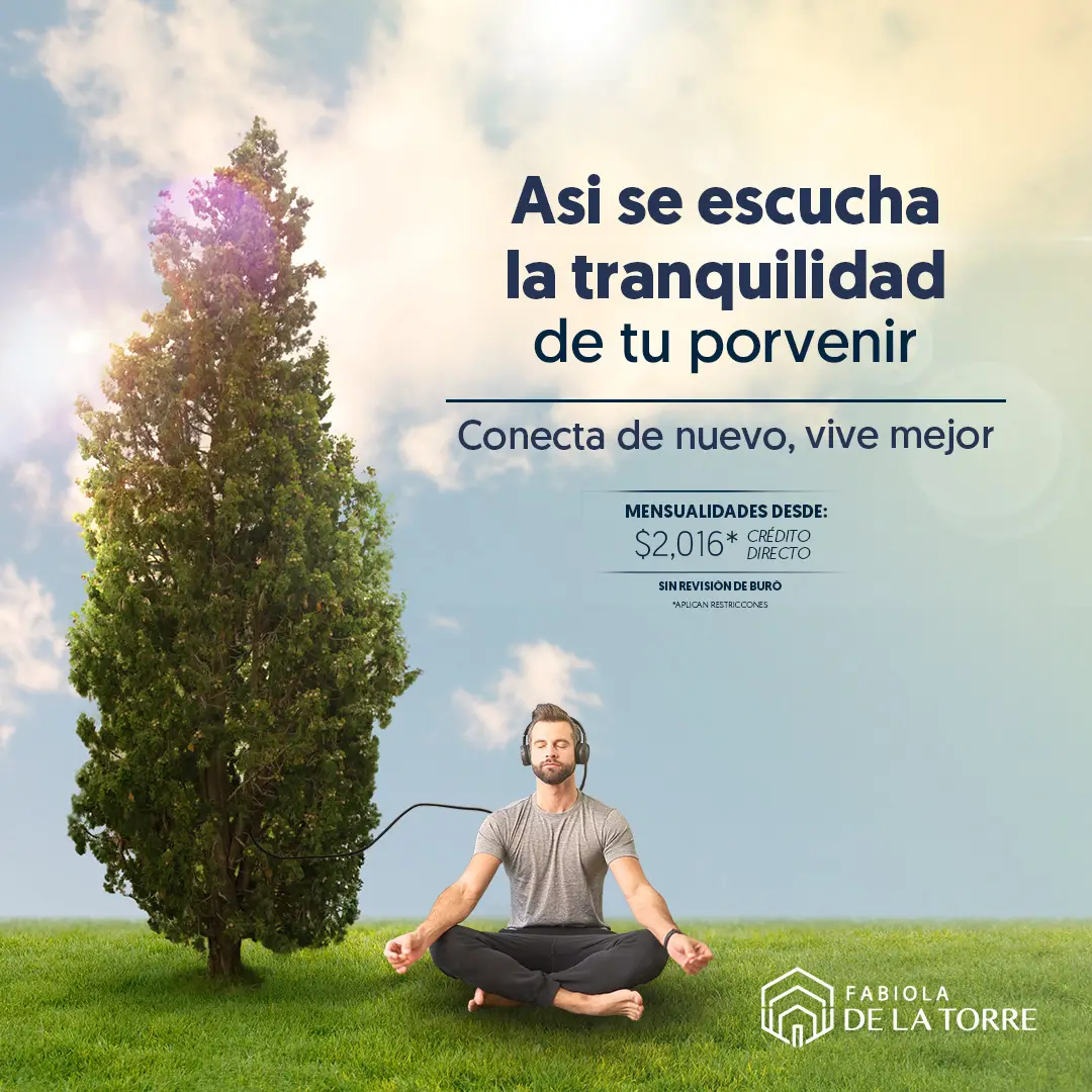 publicación con hombre meditando para inmobiliaria