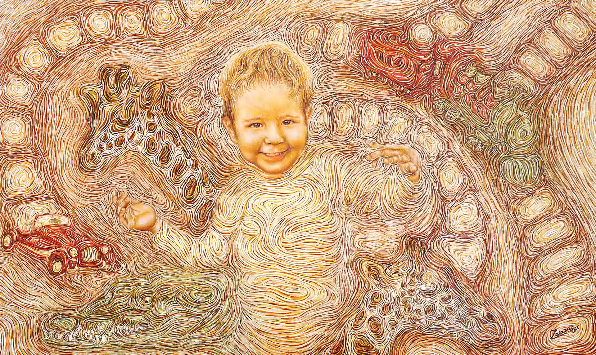 pintura de bebe al oleo por Karla Zalazar